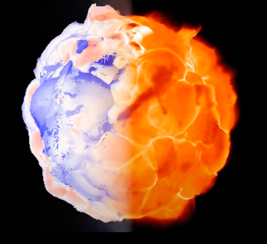 Computer simulation of the star Betelgeuse showing its boiling surface.